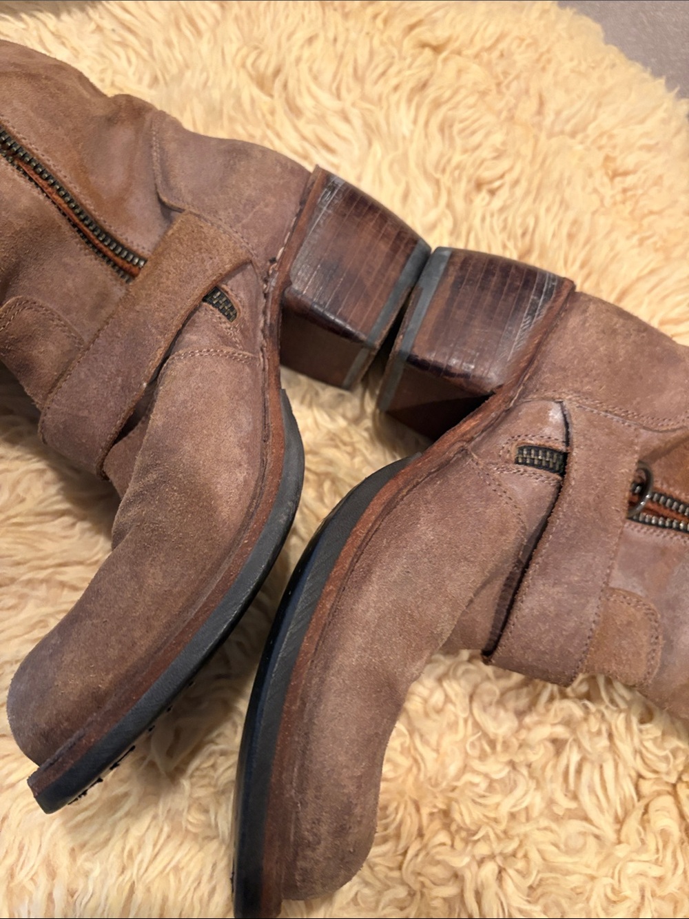 Fiorentini + Baker Brown Suede Mid-Calf Buckle Heeled Boots - Picture 3 of 5
